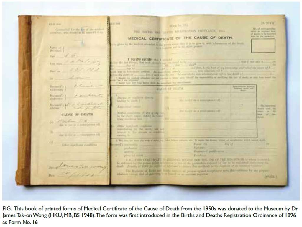 Death certificate and death registration in Hong Kong - medical journal reference